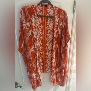 Angie Orange and White Floral Kimono